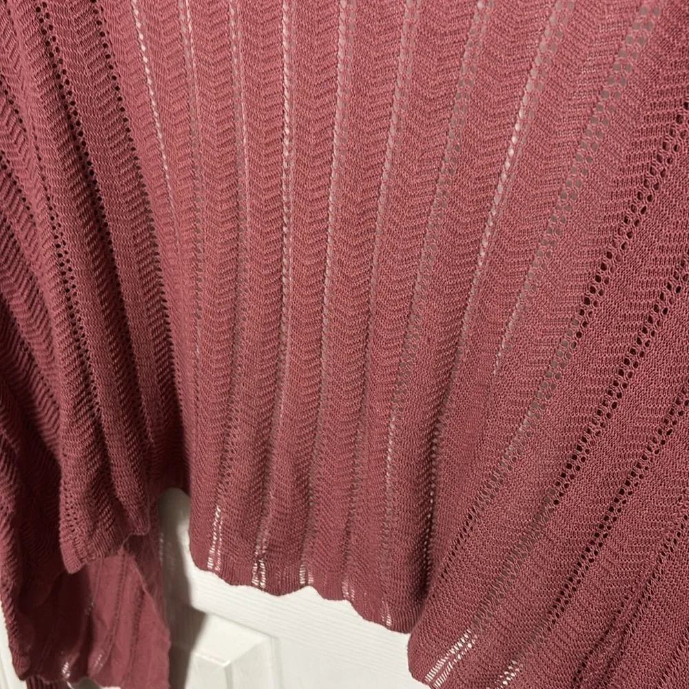 MOTH mauve dust rose knit cardigan scallop hem shawl collar size Small cotton